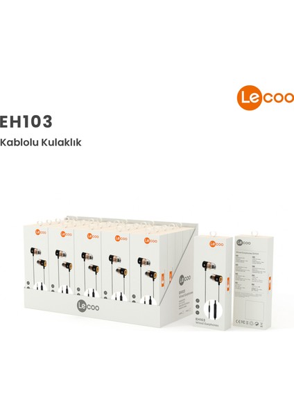 EH103 Kablolu 3.5mm Jacklı Kulak İçi Mikrofonlu Kulaklık Siyah