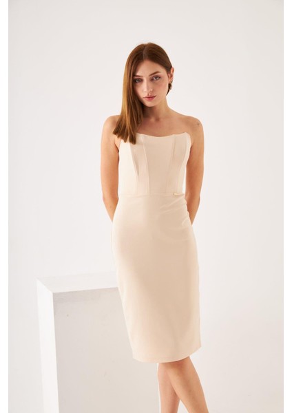 Krem Straplez Elbise fırsatları