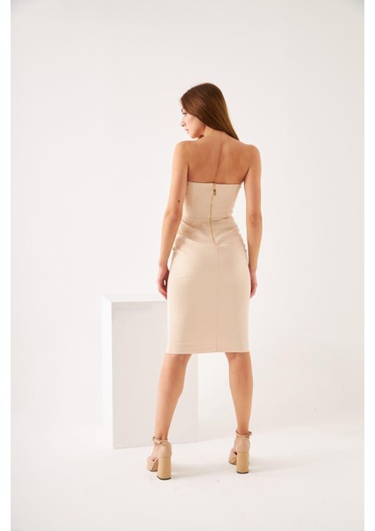 Krem Straplez Elbise indirimleri