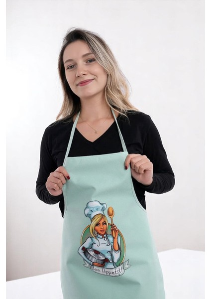 Siyah Chef Ikili Paket Leke Tutmaz Kumaş Mutfak Önlüğü Seti