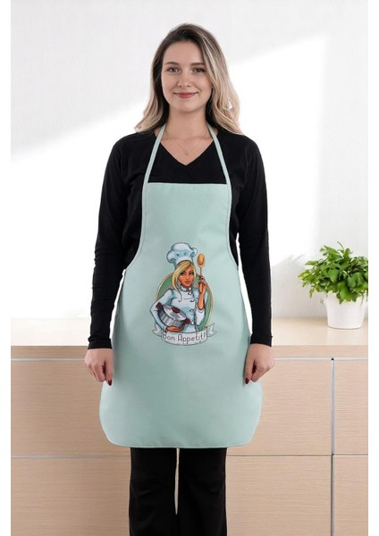 Siyah Chef Ikili Paket Leke Tutmaz Kumaş Mutfak Önlüğü Seti