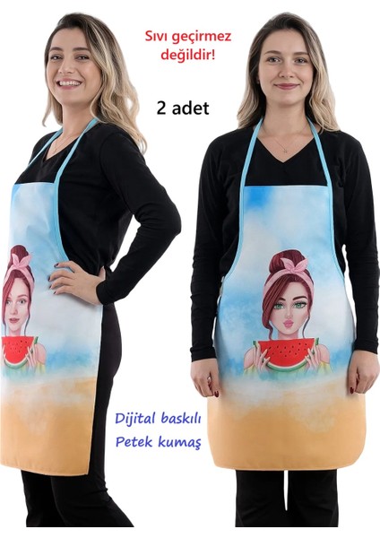 Siyah Chef Ikili Paket Leke Tutmaz Kumaş Mutfak Önlüğü Seti
