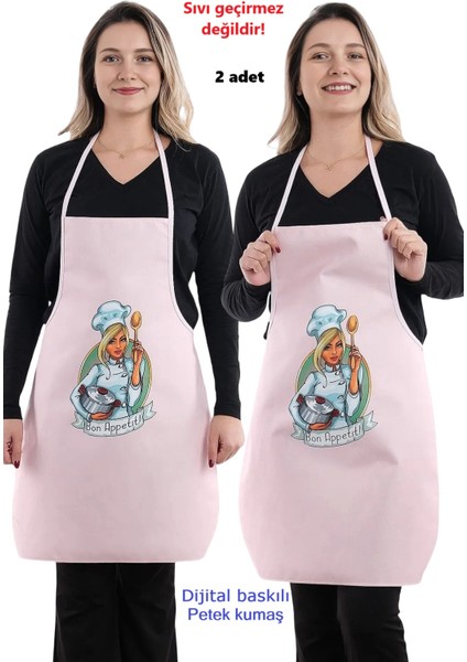 Siyah Chef Ikili Paket Leke Tutmaz Kumaş Mutfak Önlüğü Seti