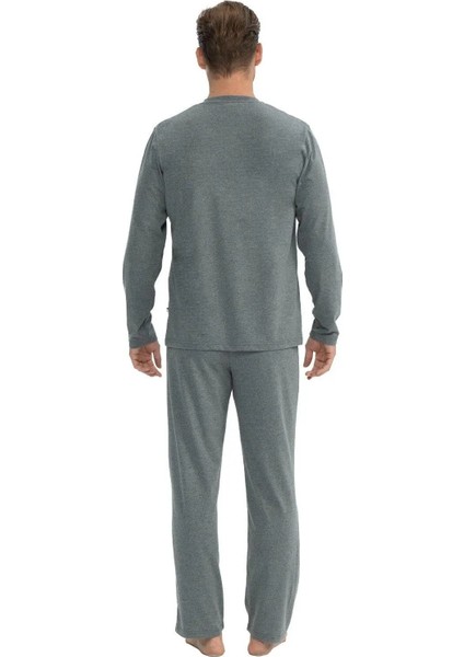 Erkek Antrasit Melanj Patlı Pijama Takımı modelleri