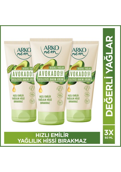 Nem Besleyici Bakım Kremi Avokado 3X60 ml