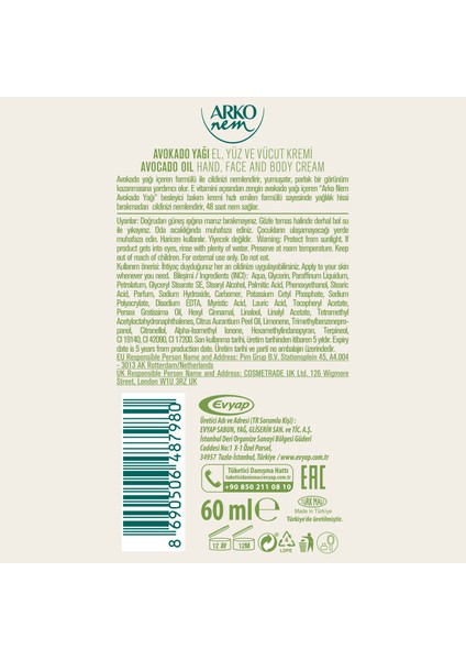 Nem Besleyici Bakım Kremi Avokado 3X60 ml