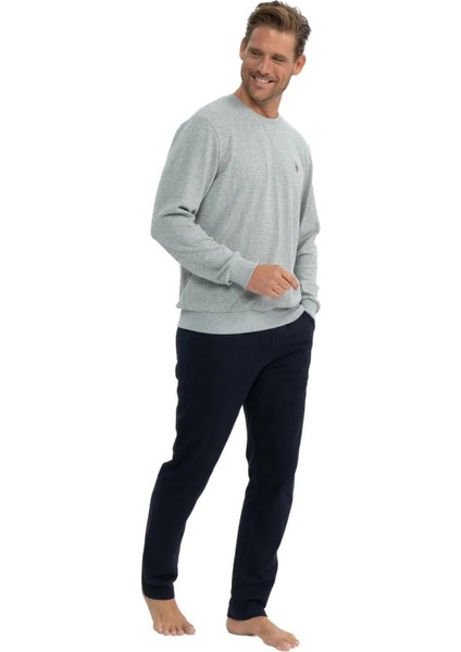 Erkek Uzun Kollu Yuvarlak Yaka Düz Pijama Takımı fiyatları
