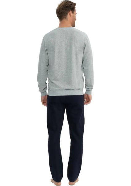 Erkek Uzun Kollu Yuvarlak Yaka Düz Pijama Takımı modelleri