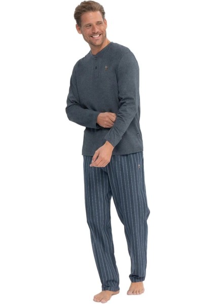Erkek Antrasit Melanj Patlı Pijama Takımı