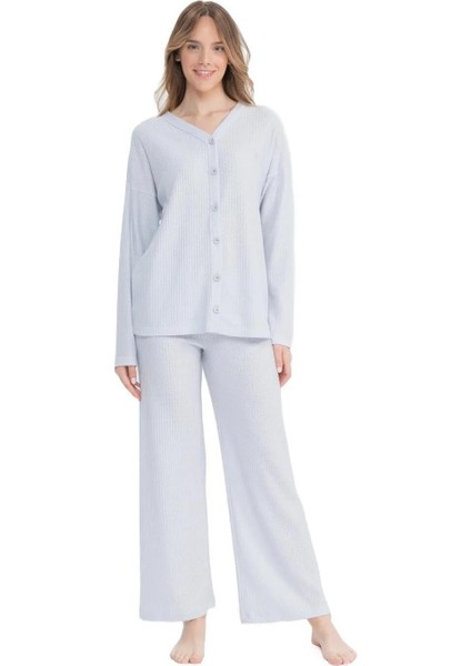 Kadın Gri Melanj Boydan Patlı Pijama Takımı fiyatları