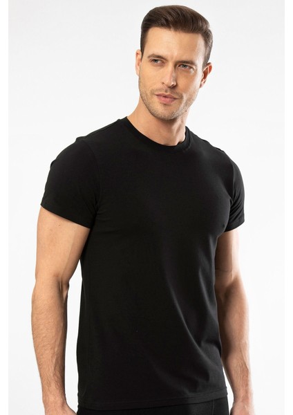 1307 O Yaka Kısa Kollu Erkek T-Shirt - Siyah