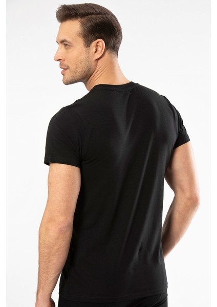 1307 O Yaka Kısa Kollu Erkek T-Shirt - Siyah
