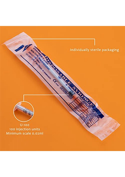 50 Adet/paket 1ml Şırınga 30G (8mm Uzunluğunda) Laboratuvar Malzemeleri (Yurt Dışından)