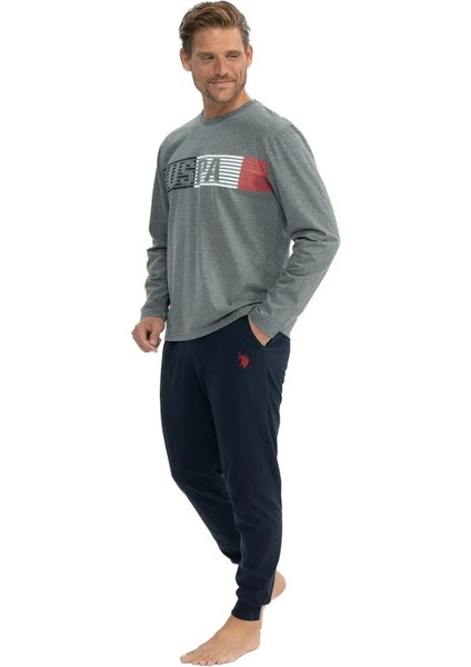 Erkek Antrasit Melanj Yuvarlak Yaka Pijama Takımı fiyatları