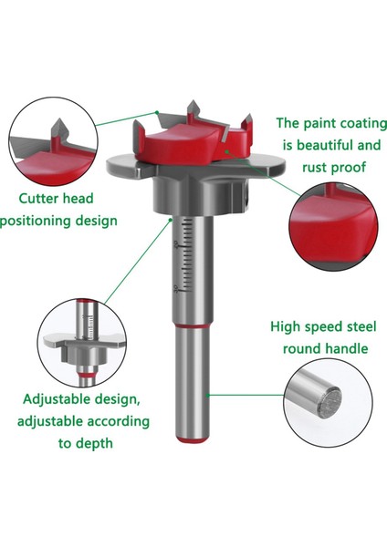 Konumlandırma Deliği Testeresi Takımı Ayarlanabilir 15-35MM Menteşe Deliği Açacağı (Yurt Dışından) modelleri