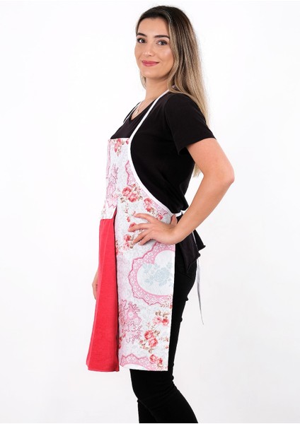 Flower 4lü Set Mutfak Önlüğü Havlulu Mutfak Önlüğü Fırın Eldiveni ve Tutacak