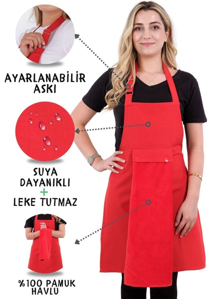 Star Ayar Askılı Havlulu Mutfak Önlüğü Seti (Havlulu Önlük)