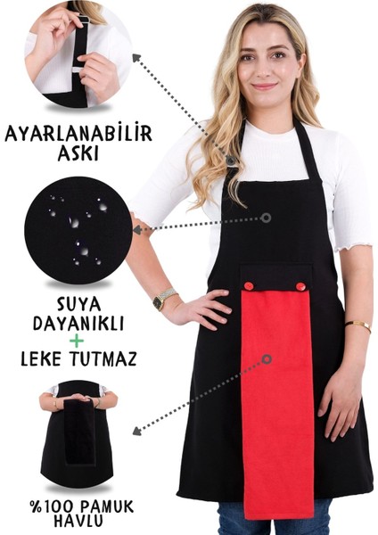 Star Ayar Askılı Havlulu Mutfak Önlüğü Seti (Havlulu Önlük)