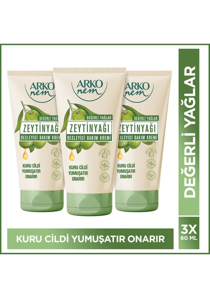 Nem Besleyici Bakım Kremi Zeytinyağlı 3X60 ml