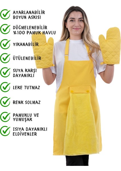 Star Ayar Askılı Havlulu 4lü Mutfak Önlüğü Seti (Eldiven Tutacak) fiyatları
