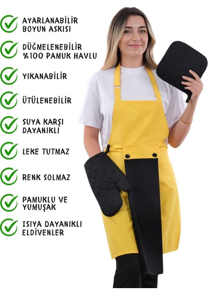 Star Ayar Askılı Havlulu 4lü Mutfak Önlüğü Seti (Eldiven Tutacak) fiyatları