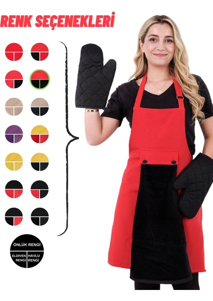 Star Ayar Askılı Havlulu 4lü Mutfak Önlüğü Seti (2 Eldiven) indirimleri
