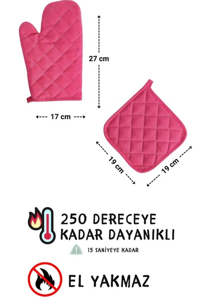 Simple 3'lü Set Ayar Askılı Mutfak Önlüğü Seti (Eldiven, Tutacak)