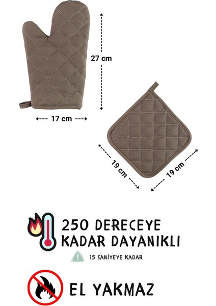 Simple 3'lü Set Ayar Askılı Mutfak Önlüğü Seti (Eldiven, Tutacak)