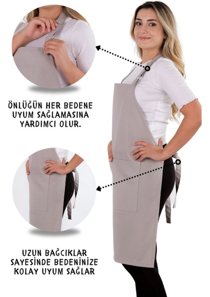 Simple 3'lü Set Ayar Askılı Mutfak Önlüğü Seti (Eldiven, Tutacak)