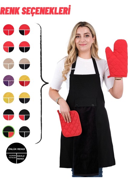 Star Ayar Askılı Havlulu 4lü Mutfak Önlüğü Seti (Eldiven Tutacak) indirimleri