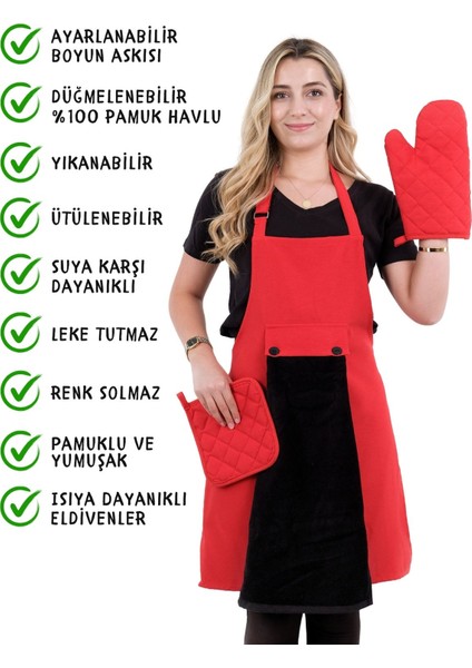 Star Ayar Askılı Havlulu 4lü Mutfak Önlüğü Seti (Eldiven Tutacak) fiyatları