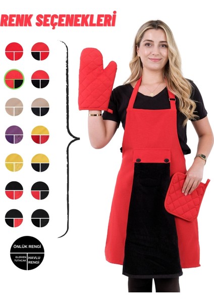 Star Ayar Askılı Havlulu 4lü Mutfak Önlüğü Seti (Eldiven Tutacak) indirimleri