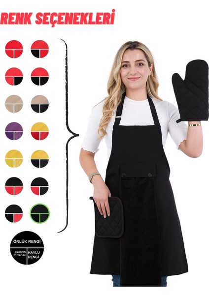 Star Ayar Askılı Havlulu 4lü Mutfak Önlüğü Seti (Eldiven Tutacak) indirimleri