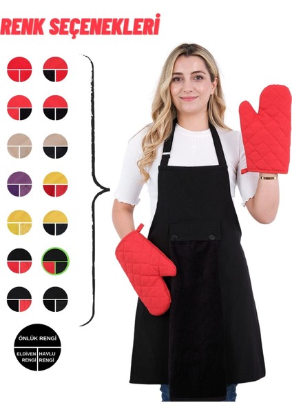 Star Ayar Askılı Havlulu 4lü Mutfak Önlüğü Seti (2 Eldiven) indirimleri
