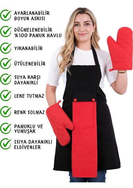 Star Ayar Askılı Havlulu 4lü Mutfak Önlüğü Seti (2 Eldiven) fiyatları