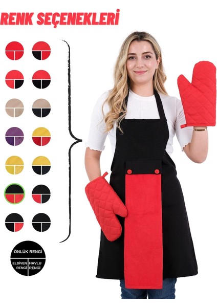 Star Ayar Askılı Havlulu 4lü Mutfak Önlüğü Seti (2 Eldiven) indirimleri