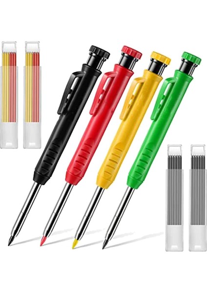 4 Paket Ahşap Işleme Kalem Seti, 2.8 mm Dahili Kalemtıraşlı (Yurt Dışından)