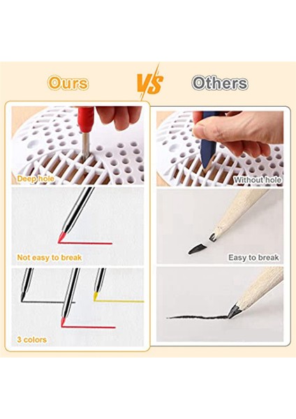 4 Paket Ahşap Işleme Kalem Seti, 2.8 mm Dahili Kalemtıraşlı (Yurt Dışından)
