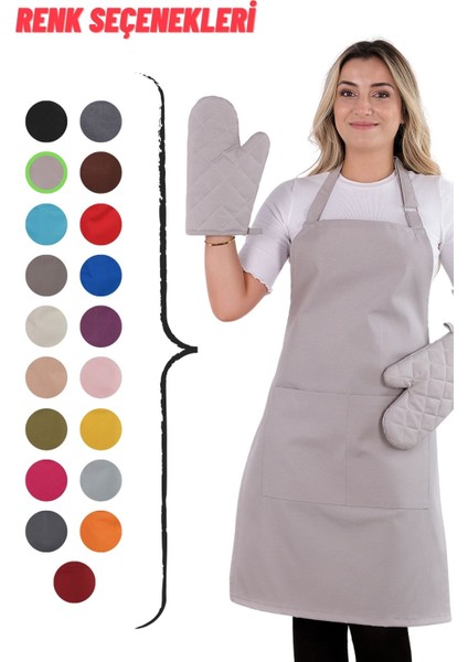 Simple 3'lü Set Ayar Askılı Cepli Mutfak Önlüğü Seti (2 Eldiven) Şef Garson Kafe Aşçı Barista indirimleri