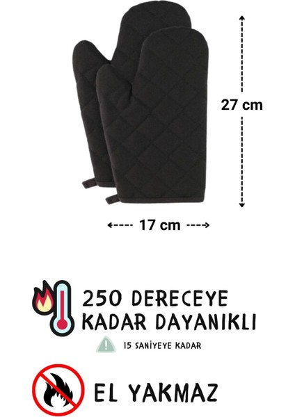 Simple 3'lü Set Ayar Askılı Cepli Mutfak Önlüğü Seti (2 Eldiven) Şef Garson Kafe Aşçı Barista