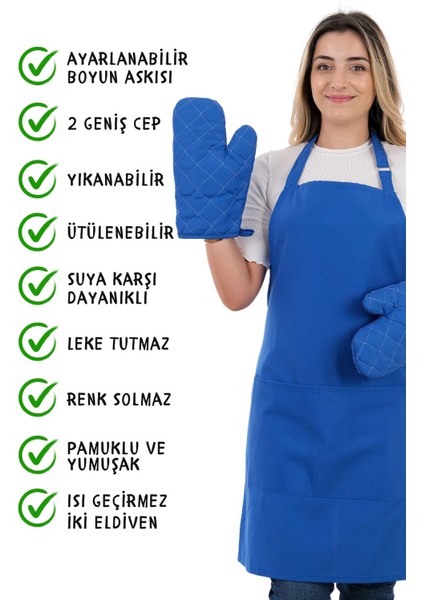 Simple 3'lü Set Ayar Askılı Cepli Mutfak Önlüğü Seti (2 Eldiven) Şef Garson Kafe Aşçı Barista fiyatları
