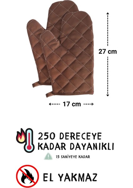 Simple 3'lü Set Ayar Askılı Cepli Mutfak Önlüğü Seti (2 Eldiven) Şef Garson Kafe Aşçı Barista