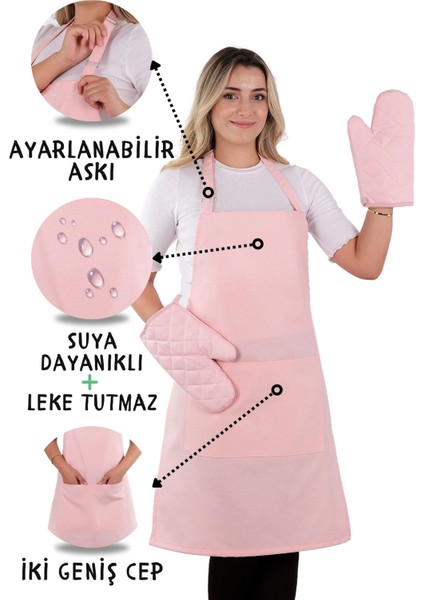 Simple 3'lü Set Ayar Askılı Cepli Mutfak Önlüğü Seti (2 Eldiven) Şef Garson Kafe Aşçı Barista fiyatları