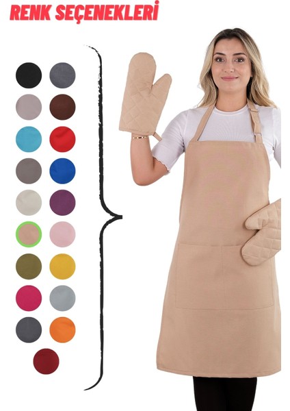 Simple 3'lü Set Ayar Askılı Cepli Mutfak Önlüğü Seti (2 Eldiven) Şef Garson Kafe Aşçı Barista indirimleri