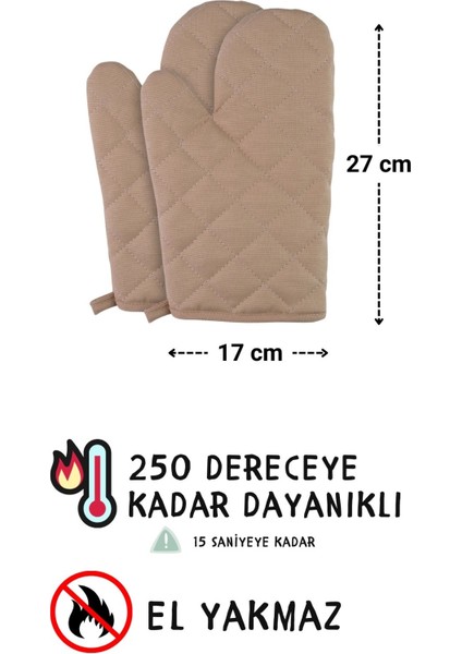 Simple 3'lü Set Ayar Askılı Cepli Mutfak Önlüğü Seti (2 Eldiven) Şef Garson Kafe Aşçı Barista