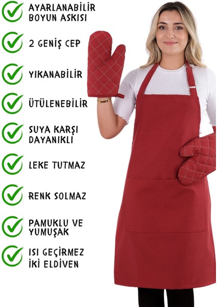 Simple 3'lü Set Ayar Askılı Cepli Mutfak Önlüğü Seti (2 Eldiven) Şef Garson Kafe Aşçı Barista fiyatları