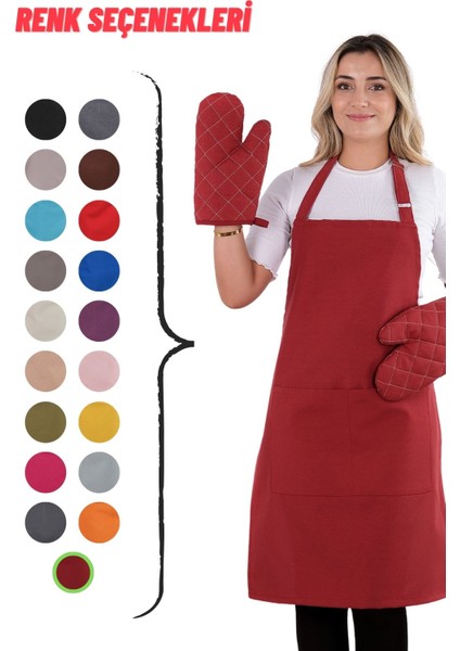 Simple 3'lü Set Ayar Askılı Cepli Mutfak Önlüğü Seti (2 Eldiven) Şef Garson Kafe Aşçı Barista indirimleri