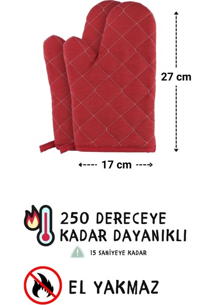 Simple 3'lü Set Ayar Askılı Cepli Mutfak Önlüğü Seti (2 Eldiven) Şef Garson Kafe Aşçı Barista