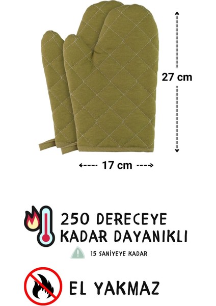 Simple 3'lü Set Ayar Askılı Cepli Mutfak Önlüğü Seti (2 Eldiven) Şef Garson Kafe Aşçı Barista