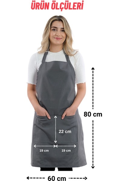 Simple 3'lü Set Ayar Askılı Cepli Mutfak Önlüğü Seti (2 Eldiven) Şef Garson Kafe Aşçı Barista